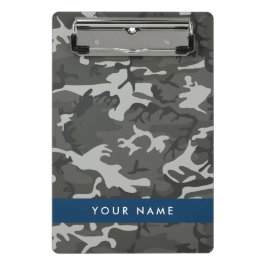Grijze camouflagepatroon, Uw naam, Personaliseer Mini Klembord