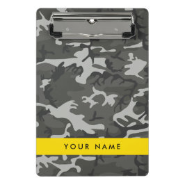 Grijze camouflagepatroon, Uw naam, Personaliseer Mini Klembord