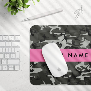 Grijze camouflagepatroon, Uw naam, Personaliseer Muismat