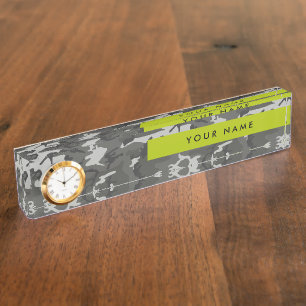 Grijze camouflagepatroon, Uw naam, Personaliseer Naambordje
