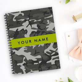 Grijze camouflagepatroon, Uw naam, Personaliseer Notitieboek