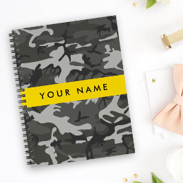 Grijze camouflagepatroon, Uw naam, Personaliseer Notitieboek
