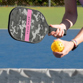 Grijze camouflagepatroon, Uw naam, Personaliseer Pickleball Paddle