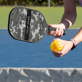 Grijze camouflagepatroon, Uw naam, Personaliseer Pickleball Paddle