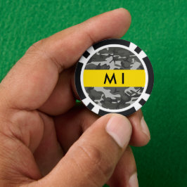 Grijze camouflagepatroon, Uw naam, Personaliseer Poker Chips