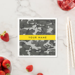 Grijze camouflagepatroon, Uw naam, Personaliseer Servet