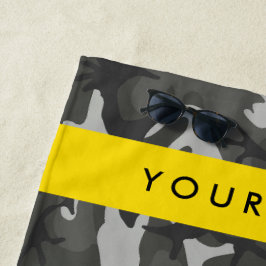 Grijze camouflagepatroon, Uw naam, Personaliseer Strandlaken