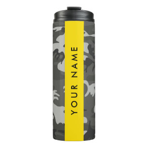 Grijze camouflagepatroon, Uw naam, Personaliseer Thermosbeker