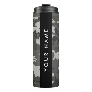 Grijze camouflagepatroon, Uw naam, Personaliseer Thermosbeker