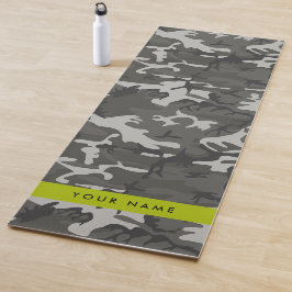 Grijze camouflagepatroon, Uw naam, Personaliseer Yogamat