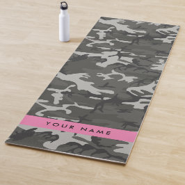 Grijze camouflagepatroon, Uw naam, Personaliseer Yogamat