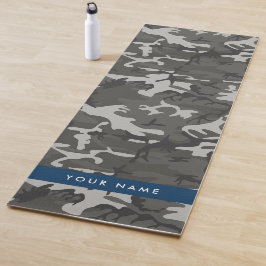 Grijze camouflagepatroon, uw naam, personaliseren yogamat