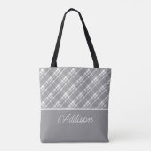Grijze Canvas tas met grote staafjes (Achterkant)