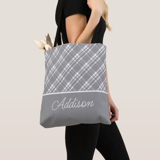 Grijze Canvas tas met grote staafjes (Dichtbij)