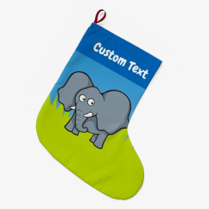 Grijze cartoon kerst met olifant grote kerstsok