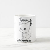 Grijze Cartoon Kitten met grote ogen Magische Mok (Center)