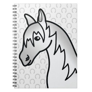 Grijze Cartoon Paardenhoofd Notitieboek
