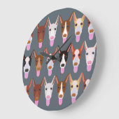 Grijze Cartoon Podenco Dog Facturen Grote Klok (Hoek)