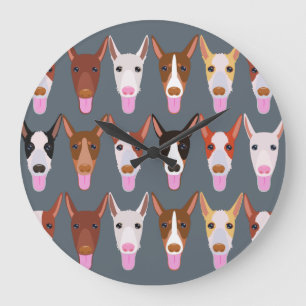 Grijze Cartoon Podenco Dog Facturen Grote Klok