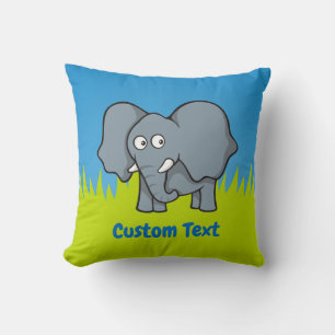 Grijze cartoon van olifant gooit pijp kussen