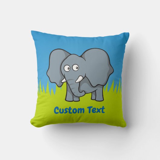 Grijze cartoon van olifant gooit pijp kussen (Voorkant)