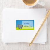 Grijze cartoon van olifanten etiket (Insitu)