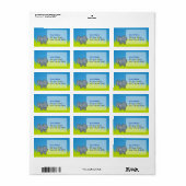 Grijze cartoon van olifanten etiket (Full Sheet)