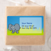 Grijze cartoon van olifanten etiket (Insitu)