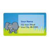 Grijze cartoon van olifanten etiket (Voorkant)