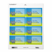 Grijze cartoon van olifanten etiket (Full Sheet)