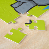 Grijze cartoon van olifanten legpuzzel (Zijkant)