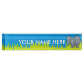 Grijze cartoon van olifanten naambordje (Voorkant)