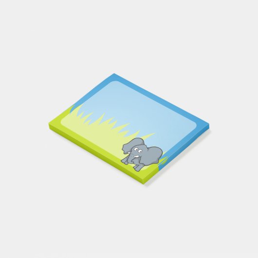 Grijze cartoon van olifanten post-it® notes (Schuin)
