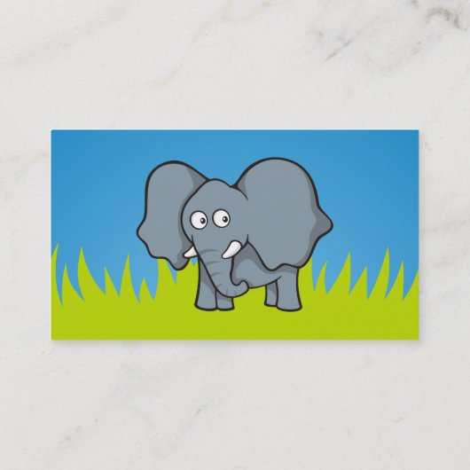 Grijze cartoon van olifanten visitekaartje (Achterkant)