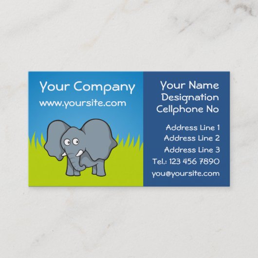 Grijze cartoon van olifanten visitekaartje (Voorkant)
