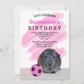 Grijze cavia meisjesachtige roze voetbal aangepast kaart (Achterkant)