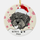 Grijze Cavoodle Hond Gepersonaliseerde Hand Tekeni Keramisch Ornament (Voorkant)