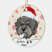 Grijze Cavoodle Hond Gepersonaliseerde Hand Tekeni Keramisch Ornament (Links)