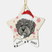 Grijze Cavoodle Hond Gepersonaliseerde Hand Tekeni Keramisch Ornament (Links)