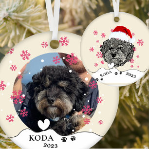 Grijze Cavoodle Hond Gepersonaliseerde Hand Tekeni Keramisch Ornament