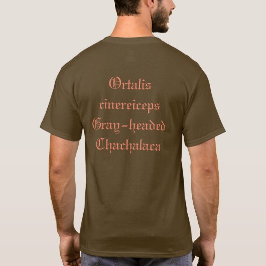 Grijze Chachalaca T-shirt (Achterkant)