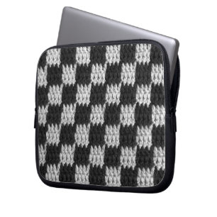 Grijze Checker Artisan Haakprint Elektronica Tas