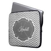 Grijze Chevron Aangepaste laptophoes Laptop Sleeve (Voorkant Links)