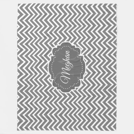 Grijze Chevron Aangepaste vlootzak Fleece Deken (Voorkant)