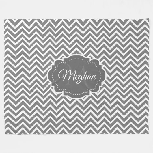 Grijze Chevron Aangepaste vlootzak Fleece Deken (Voorkant (Horizontaal))