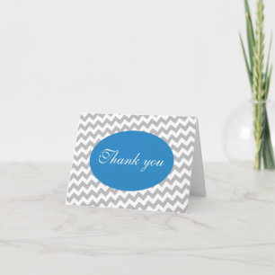 Grijze Chevron en Blauwe Moderne Bedankkaart