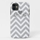 Grijze Chevron en Heart Design Phone Case (Achterkant)