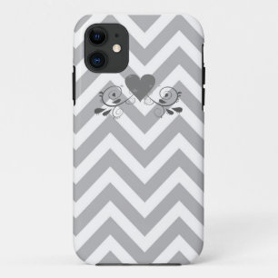 Grijze Chevron en Heart Design Phone Case