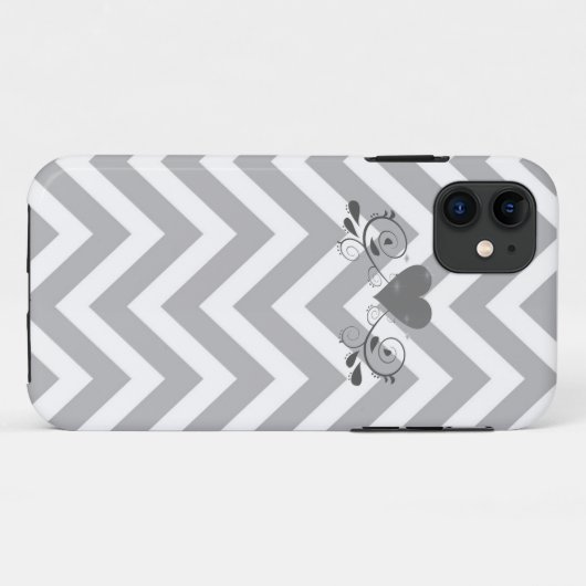 Grijze Chevron en Heart Design Phone Case (Achterkant (horizontaal))