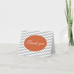 Grijze Chevron en Oranje Moderne Bedankkaartjes Bedankkaart